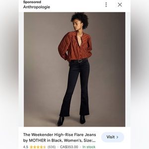 Mother brand flared weekender jeans size 25 with stretch. dark grey colour